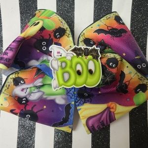 Halloween boo jumbo hair bow